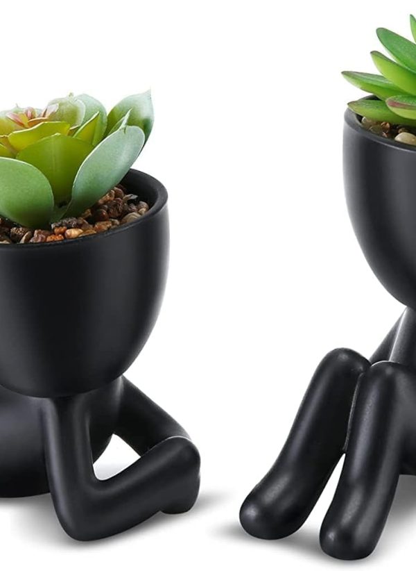 Black Modern Human Shaped Ceramic Pots - Image 5