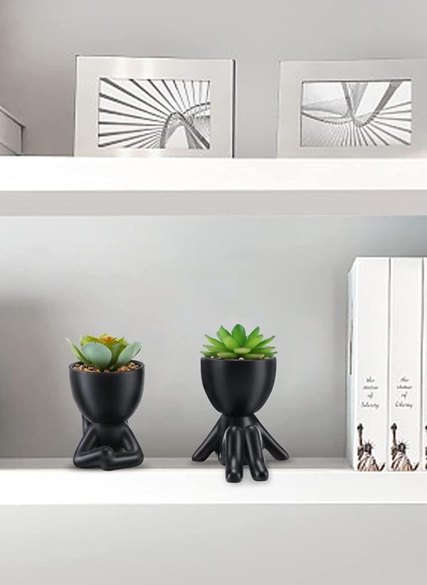 Black Modern Human Shaped Ceramic Pots - Image 3