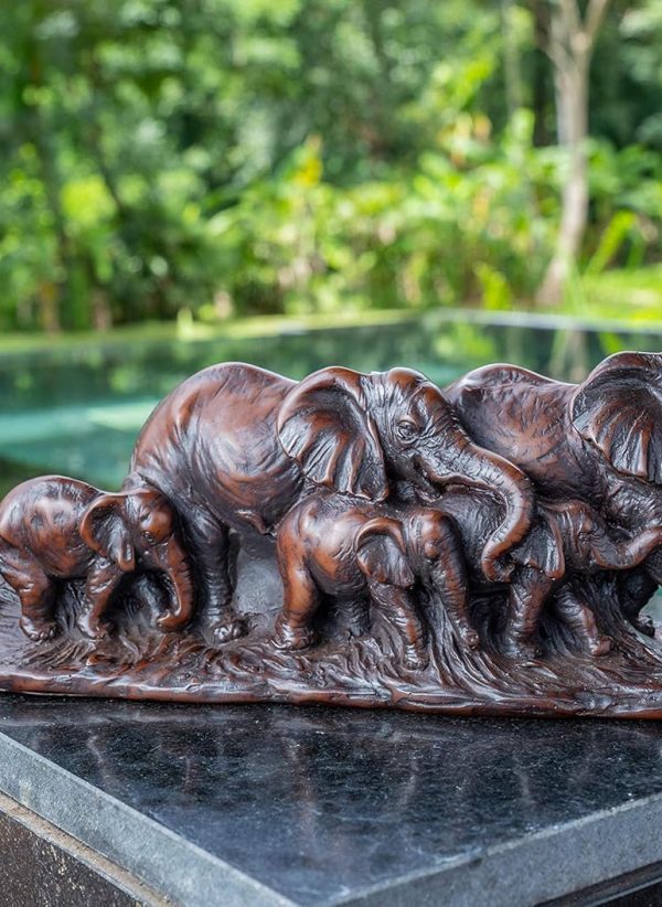 Resin Elephant Family Statue - Image 3