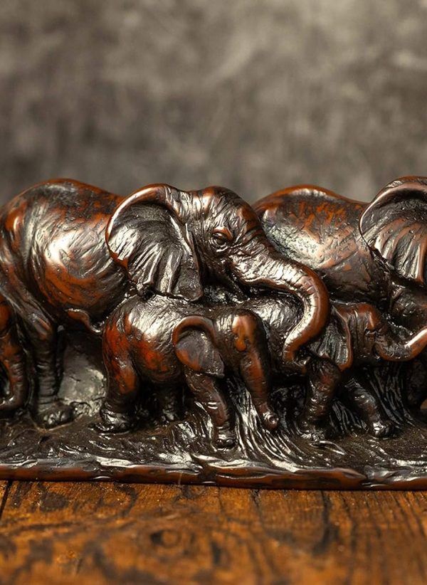 Resin Elephant Family Statue